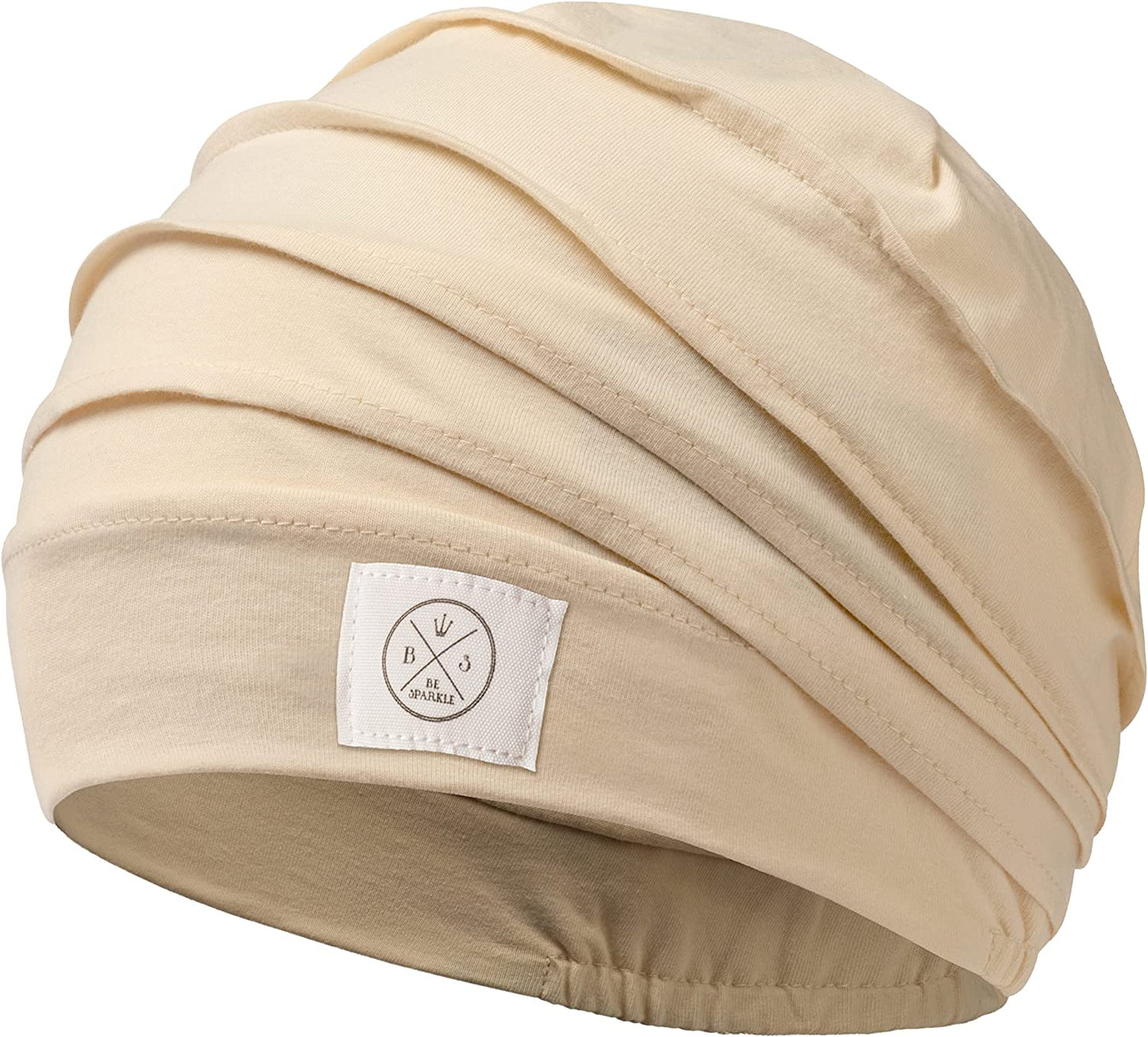 Be Sparkle Slouchy Headwraps, Cancer Headwear for Women Perfect for Chemo or Hair Loss Apparel & Accessories > Clothing Accessories > Headwear BS BE SPARKLE Beige  