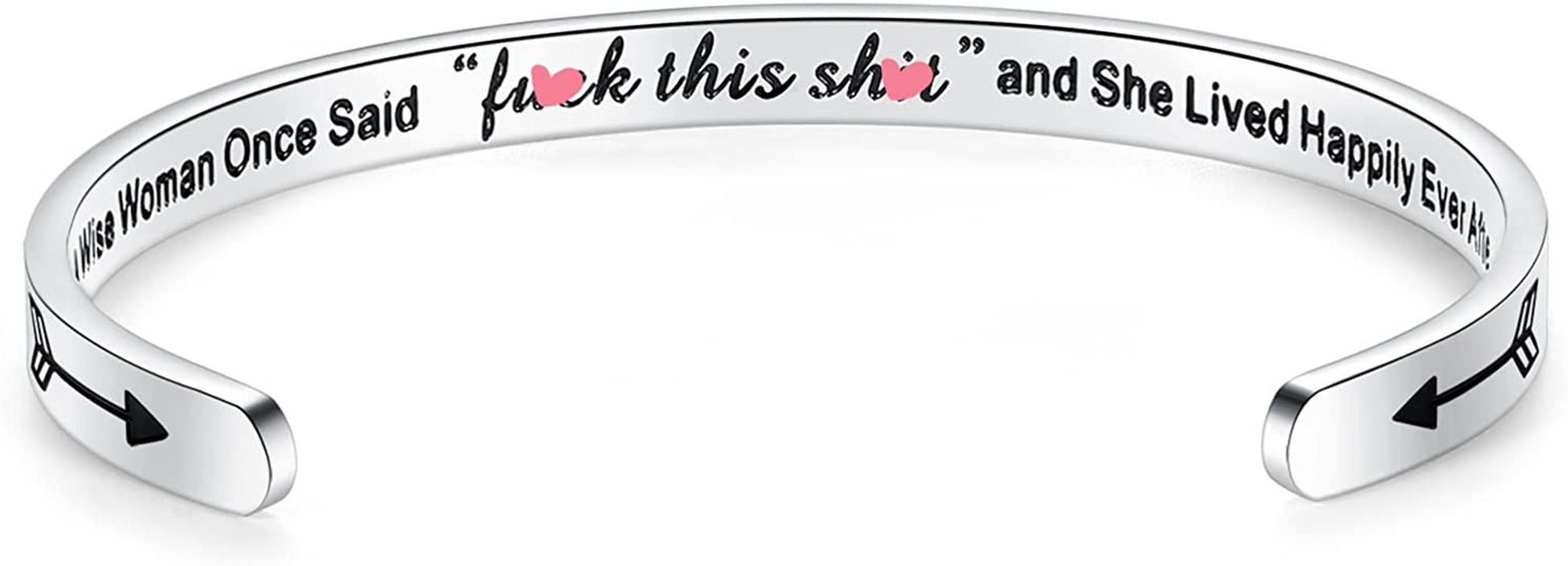 THEMEROL Meaningful Bracelet for Girls Women with Gift Box Birthday Gift for Daughter Sister Mother Best Friend Personalized Mantra Quote Jewelry Gift for Her Apparel & Accessories > Jewelry > Bracelets THEMEROL A wise woman once said "f@ck this sh@t"and she lived happily ever after  