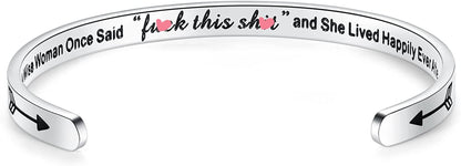 THEMEROL Meaningful Bracelet for Girls Women with Gift Box Birthday Gift for Daughter Sister Mother Best Friend Personalized Mantra Quote Jewelry Gift for Her Apparel & Accessories > Jewelry > Bracelets THEMEROL A wise woman once said "f@ck this sh@t"and she lived happily ever after  
