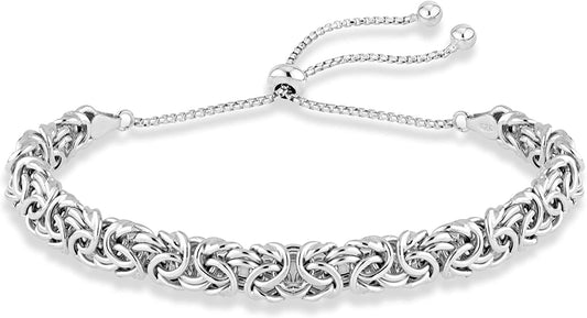 Miabella 925 Sterling Silver Italian Byzantine Bolo Bracelet for Women, Adjustable Bracelet Handmade in Italy Apparel & Accessories > Jewelry > Bracelets Miabella sterling silver  