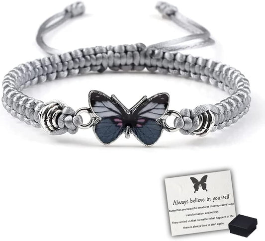 Butterfly Charm Bracelet, Adjustable Hand Woven Bracelets, Cute Butterfly Charm Bracelets, Bracelet Suitable for Family Butterfly Jewelry (Silver) Apparel & Accessories > Jewelry > Bracelets KKLM Silver  