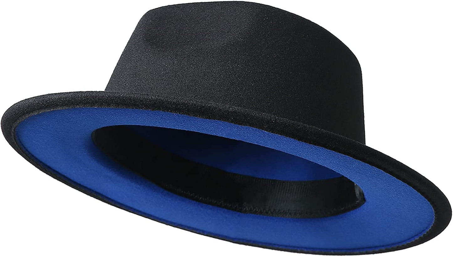 JOYEBUY Women Lady Two Tone Wide Brim Panama Hat Patchwork Colors Classic Fedora Hat with Belt Buckle Apparel & Accessories > Clothing Accessories > Hats JOYEBUY   