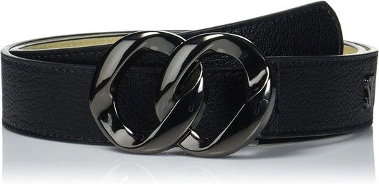 Steve Madden Women'S Double Link Buckle Belt, Black Apparel & Accessories > Clothing Accessories > Belts Steve Madden Black/Hematite Small 