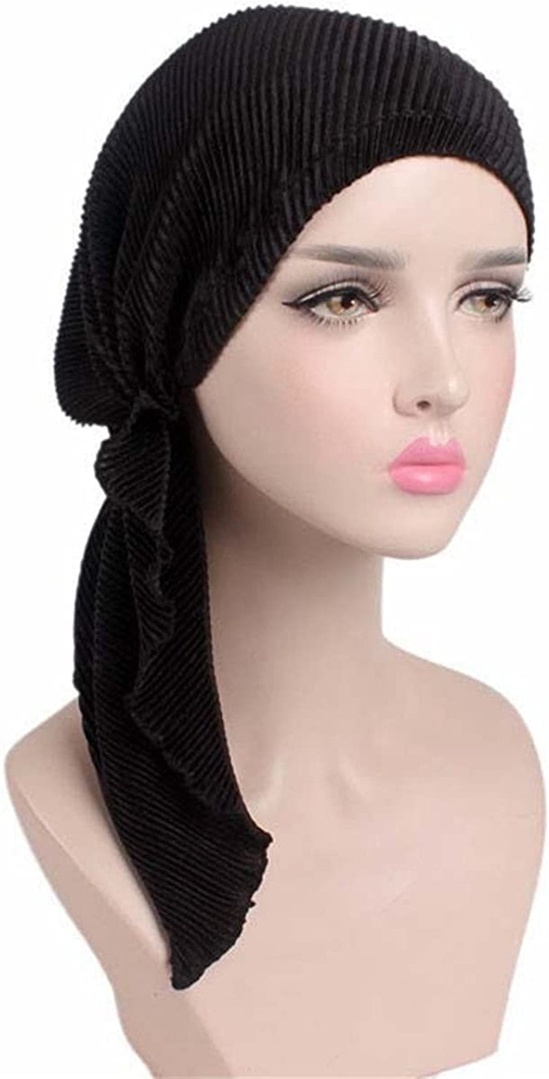 Qhome Women Soft Ruffle Head Scarf Chemo Hat Turban Pre-Tied Headwear Bandana Headscarf Tichel for Cancer Apparel & Accessories > Clothing Accessories > Headwear Qhome cap   