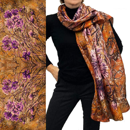 Large Silk Scarf, Fashion Deluxe Long Gold Shawl for Lady, Women Gift Apparel & Accessories > Clothing Accessories > Scarves & Shawls Generic   