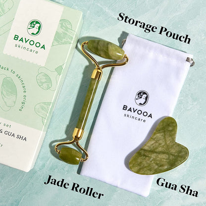 Jade Roller and Gua Sha - Spa Grade Face Roller Massager and Gua Sha Massage Tool Set. 100% Authentic Jade Stone. Reduces Puffiness, Wrinkles and Reveals Your Natural Glow Health & Beauty > Personal Care > Cosmetics > Cosmetic Tools > Skin Care Tools R.E.M Spring   