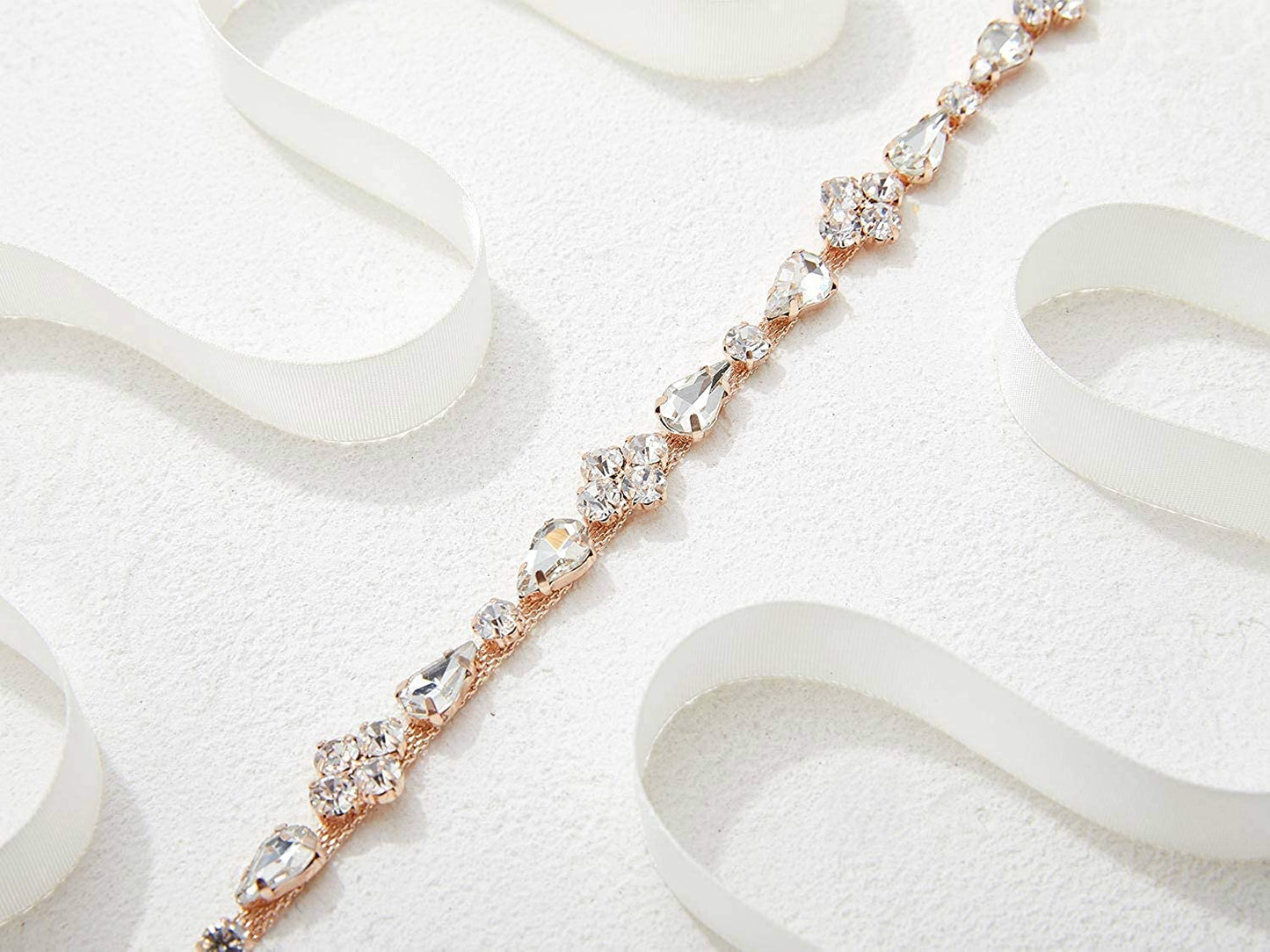 SWEETV Rhinestone Bridal Belt Bridesmaid Sash Crystal Wedding Belt Headband Women Dress Accessories Apparel & Accessories > Clothing Accessories > Belts SWEETV   