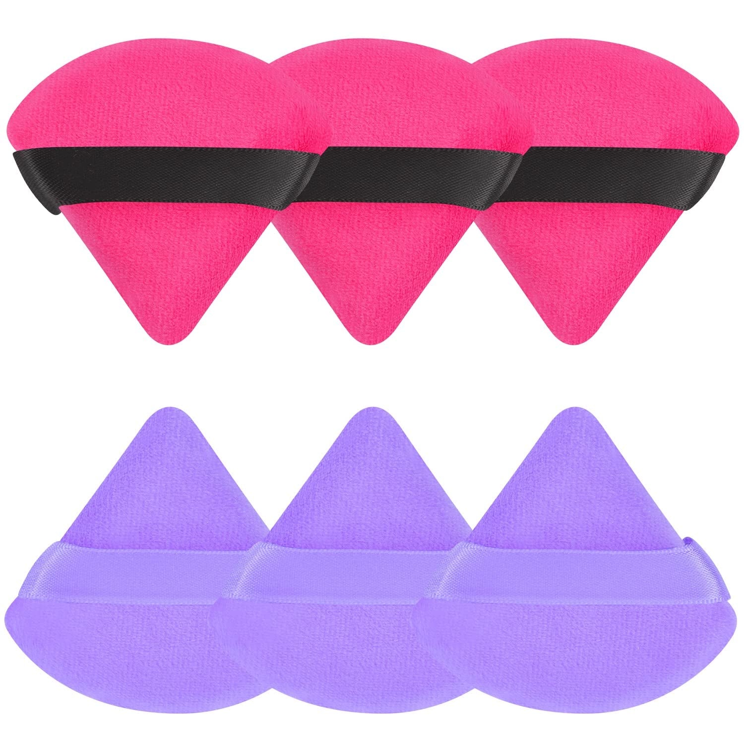 Pimoys 6 Pieces Powder Puff Face Soft Triangle Makeup Puff for Loose Powder Body Powder, Wedge Shape Velour Cosmetic Sponge for Contouring, under Eyes and Corners, Beauty Makeup Tools Health & Beauty > Personal Care > Cosmetics > Cosmetic Tools > Makeup Tools Pimoys Purple and Rose Red  