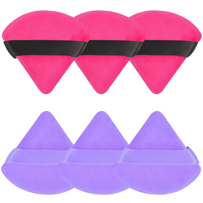 Pimoys 6 Pieces Powder Puff Face Soft Triangle Makeup Puff for Loose Powder Body Powder, Wedge Shape Velour Cosmetic Sponge for Contouring, under Eyes and Corners, Beauty Makeup Tools Health & Beauty > Personal Care > Cosmetics > Cosmetic Tools > Makeup Tools Pimoys Purple and Rose Red  