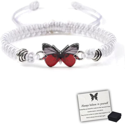 Butterfly Charm Bracelet, Adjustable Hand Woven Bracelets, Cute Butterfly Charm Bracelets, Bracelet Suitable for Family Butterfly Jewelry (Silver) Apparel & Accessories > Jewelry > Bracelets KKLM White B  