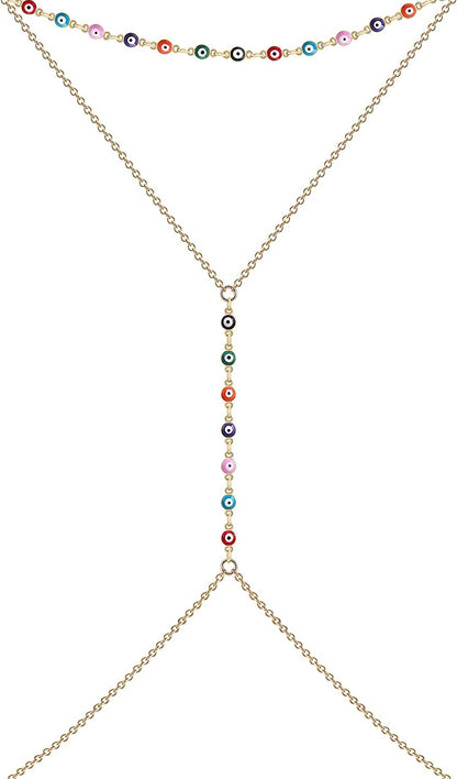Plated 14K Gold Evil Eye Body Chain Necklace for Women Girls,Evil Eye Choker Necklace,13+3 Inch Extender Chain Apparel & Accessories > Jewelry > Necklaces Concise Royal   