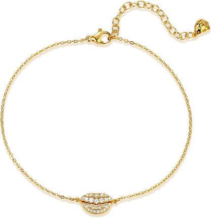 Dremmy Studios Simple Gold Chain Anklet,14K Gold/Silver Plated Dainty Summer Beach Anklets for Women Apparel & Accessories > Jewelry > Anklets DREMMY STUDIOS Lips  