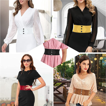 GRACE KARIN Women'S Snap-Button Corset Belt Wide Elastic Belts for Dress Stretchy Waistband Apparel & Accessories > Clothing Accessories > Belts GRACE KARIN   