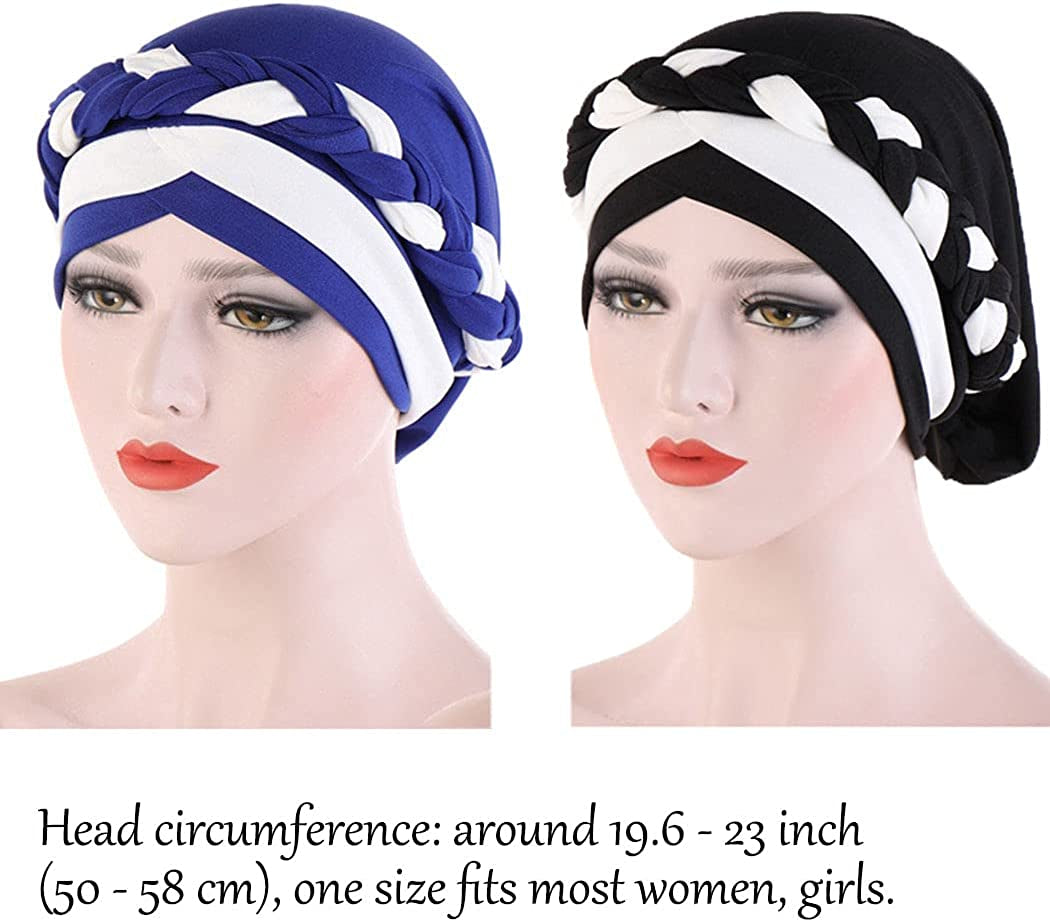 Woeoe African Head Wraps Stretch Braid Chemo Hat Cap Print Pre-Tied Head Turbans Headwear for Women and Girls Apparel & Accessories > Clothing Accessories > Headwear Woeoe   