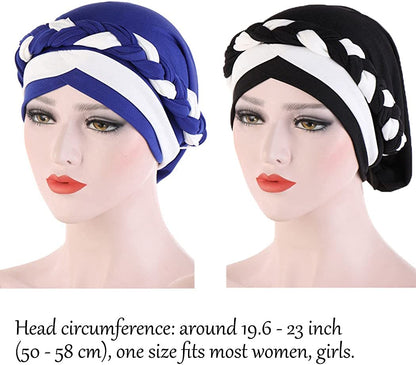 Woeoe African Head Wraps Stretch Braid Chemo Hat Cap Print Pre-Tied Head Turbans Headwear for Women and Girls Apparel & Accessories > Clothing Accessories > Headwear Woeoe   