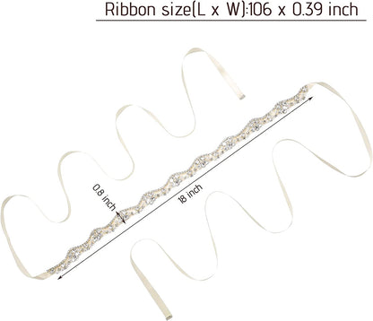 Bling Handmade Rhinestone Bridal Belt Crystal Diamond Wedding Belt Ribbon Sash Apparel & Accessories > Clothing Accessories > Belts Geyoga   