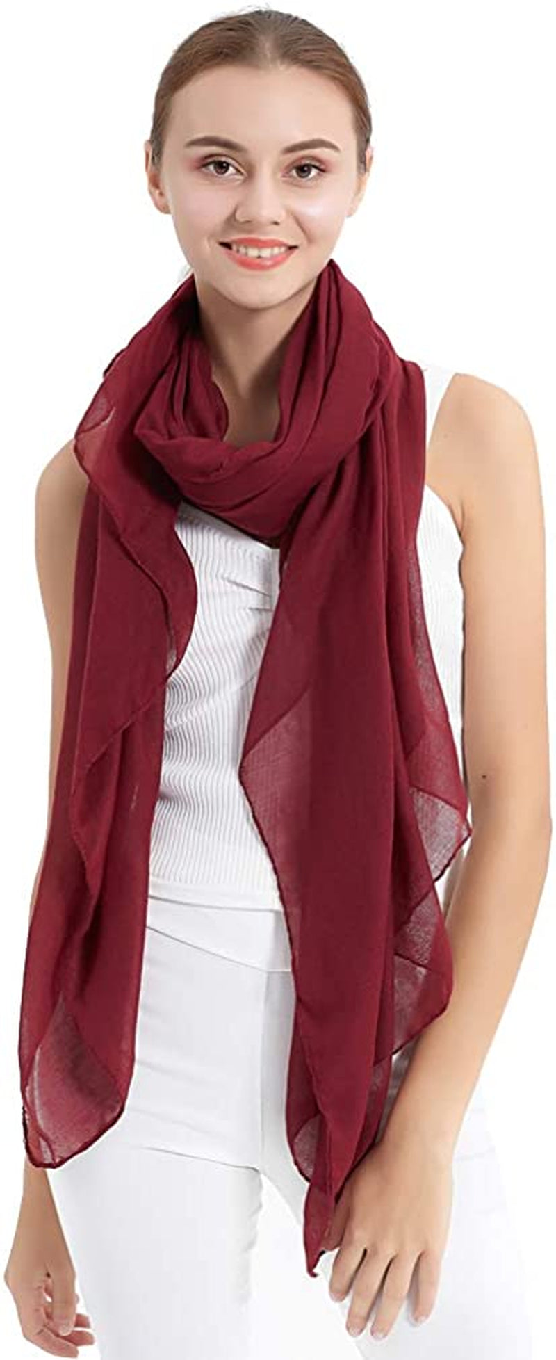 LMVERNA Women'S Long Scarf Solid Color Large Sheer Shawl Wraps for Evening Apparel & Accessories > Clothing Accessories > Scarves & Shawls LMVERNA Maroon  