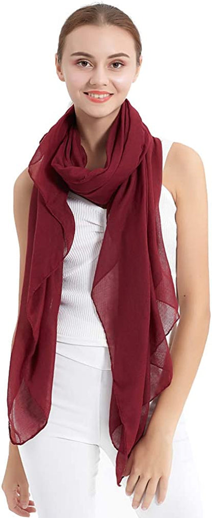 LMVERNA Women'S Long Scarf Solid Color Large Sheer Shawl Wraps for Evening Apparel & Accessories > Clothing Accessories > Scarves & Shawls LMVERNA Maroon  