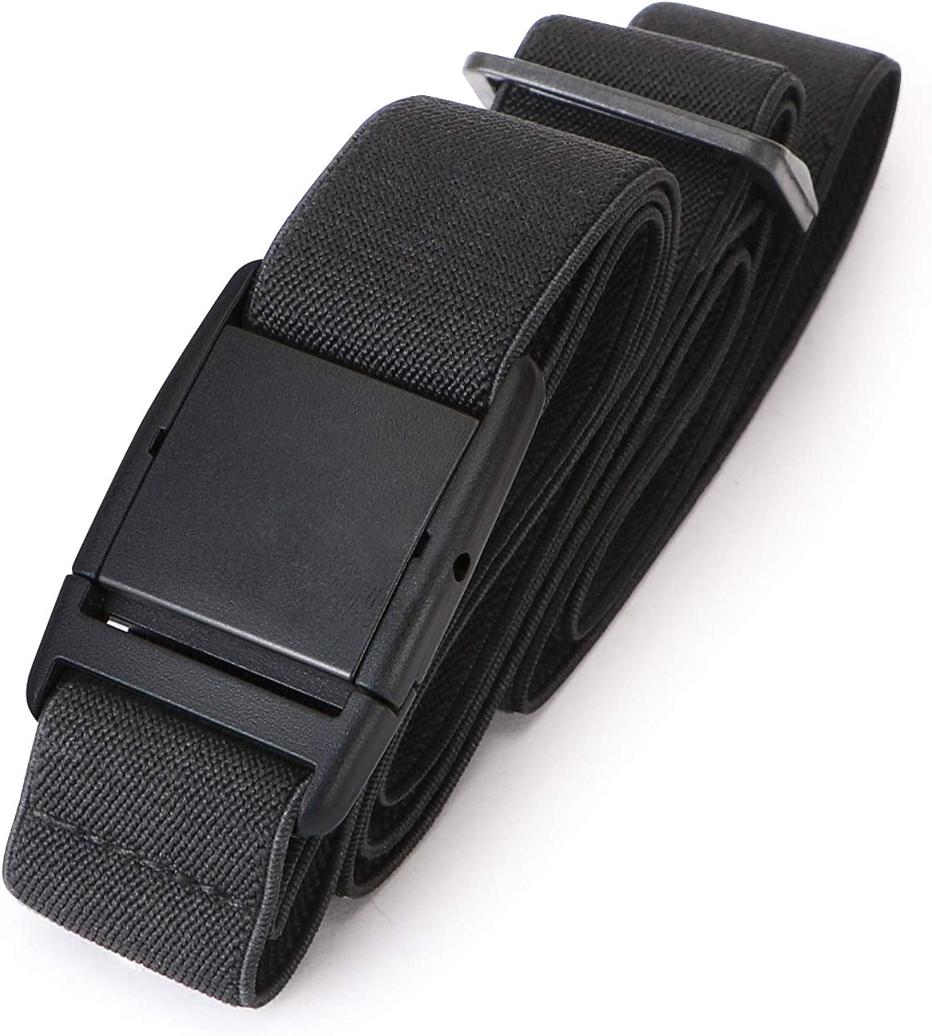 No Show Women Stretch Belt Invisible Elastic Web Strap Belt with Flat Buckle for Jeans Pants Dresses Apparel & Accessories > Clothing Accessories > Belts KYLIE MAX A-black Suit for US Size 0-16 