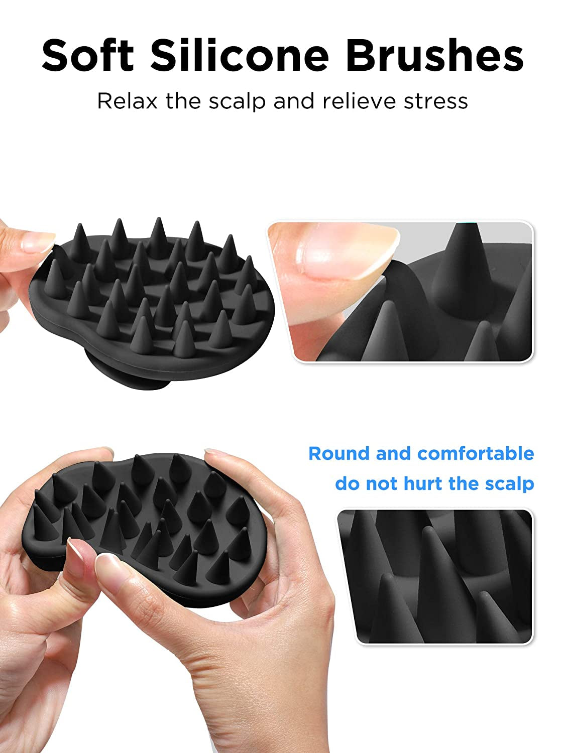 HEETA Hair Scalp Massager Shampoo Brush, Upgraded Full Silicone Integrated Design Hair Care Brush with Soft Silicone Bristles, Head Massager for Remove Dandruff and Hair Growth (Black) Health & Beauty > Personal Care > Hair Care HEETA   