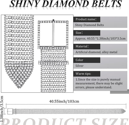 Women Rhinestone Belt Wide Glitter Waist Belt Glitter Belt with Buckle Shiny Artificial Diamond Waist Belt for Jeans Dresses Apparel & Accessories > Clothing Accessories > Belts Geyoga   