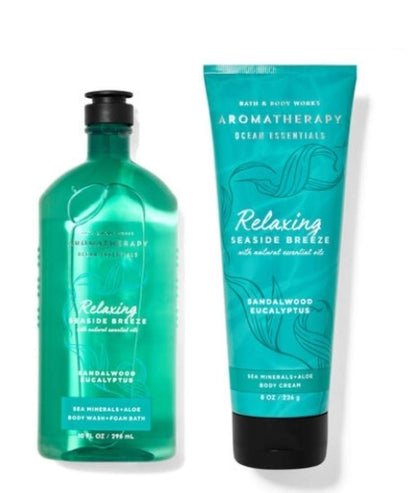 Bath and Body Works – Aromatherapy – Ocean Essentials - Sandalwood Eucalyptus - Duo - Body Cream and Body Wash & Foam Bath Health & Beauty > Personal Care > Cosmetics > Bath & Body Bath & Body Works   