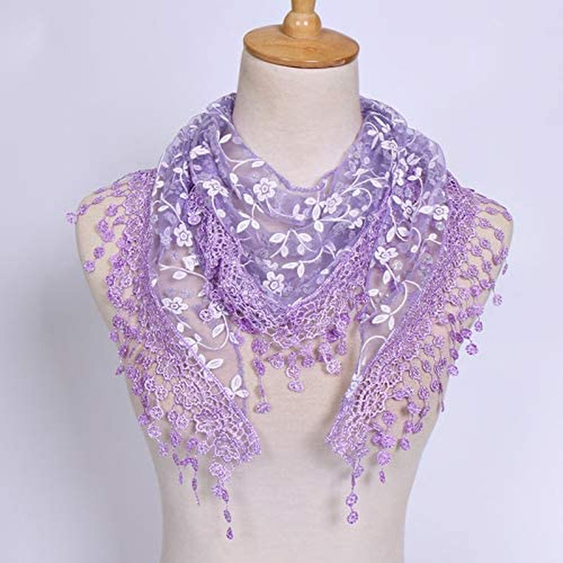 Cotchear Lace Scarf Floral Crochet Lightweight Tassel Sheer Wrap Scarves Shawl Apparel & Accessories > Clothing Accessories > Scarves & Shawls Cotchear   