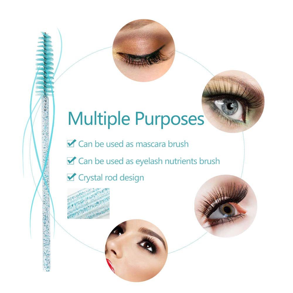 Myaokue-Up 300 Pack Disposable Mascara Wands Crystal Gold Handle Brush Lash Wand Eyelash Extension Tool Bulk Makeup Applicator (Crystal Blue/Deep Green-) Health & Beauty > Personal Care > Cosmetics > Cosmetic Tools > Makeup Tools myaokue-up   