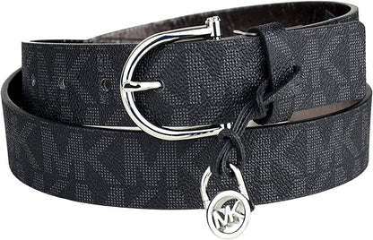 Michael Kors Women'S Mk Signature Monogram Logo Wide Belt Apparel & Accessories > Clothing Accessories > Belts Michael Kors Black Large 