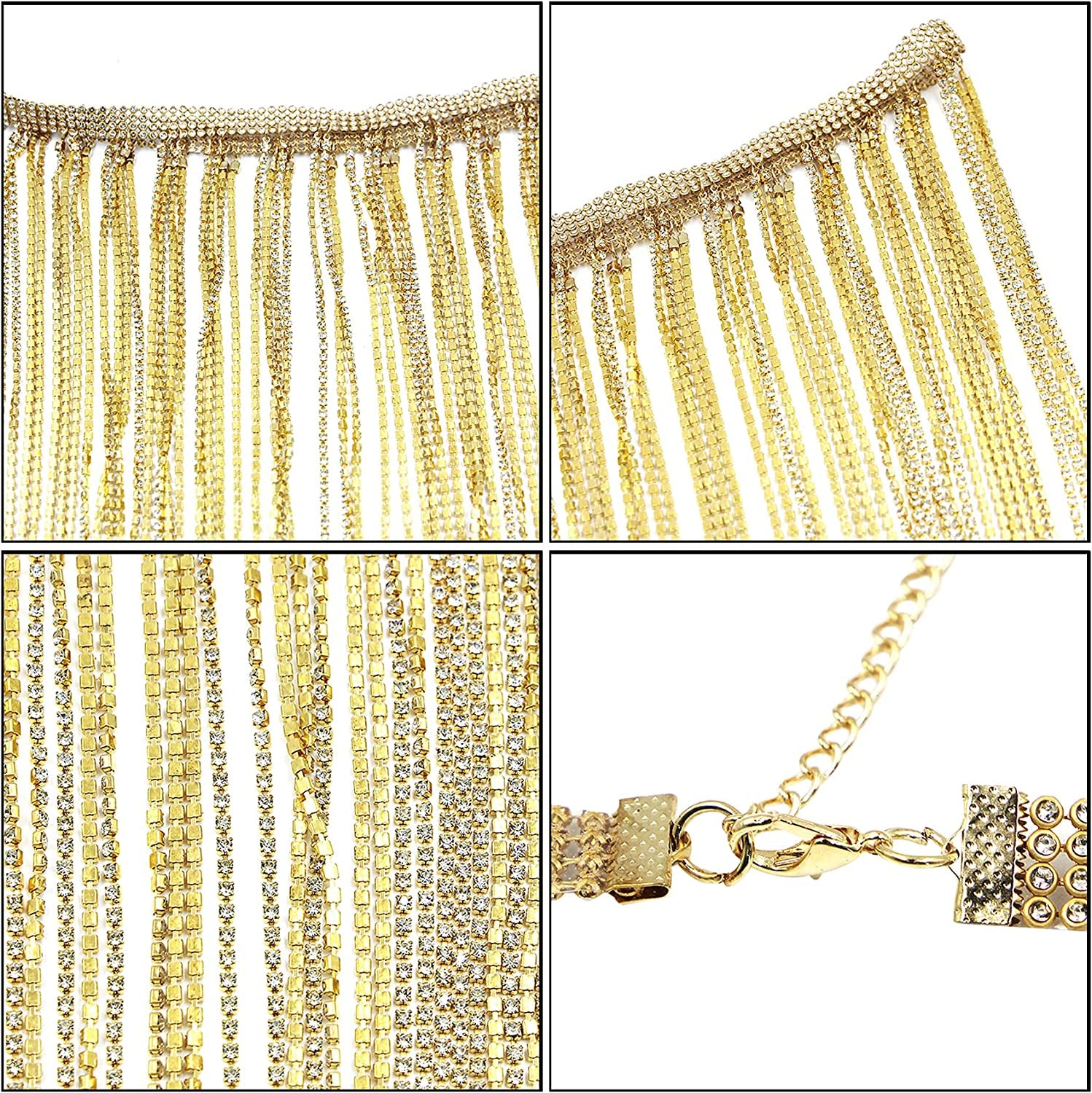RARITYUS Women Sexy Rave Glitter Rhinestone Tassel Body Chains Skirt Waist Belt Jewelry for Party Festival Dance Nightclub Apparel & Accessories > Jewelry > Body Jewelry RARITYUS   