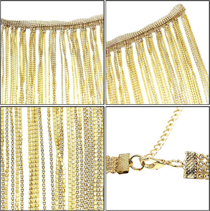 RARITYUS Women Sexy Rave Glitter Rhinestone Tassel Body Chains Skirt Waist Belt Jewelry for Party Festival Dance Nightclub Apparel & Accessories > Jewelry > Body Jewelry RARITYUS   