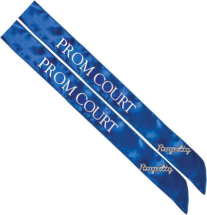 Prom Sash Set, 2 Sashes and 2 Glitter Royalty Pins Apparel & Accessories > Clothing Accessories > Sashes Anderson's Blue/White Court Sashes/Silver Royalty Pins  