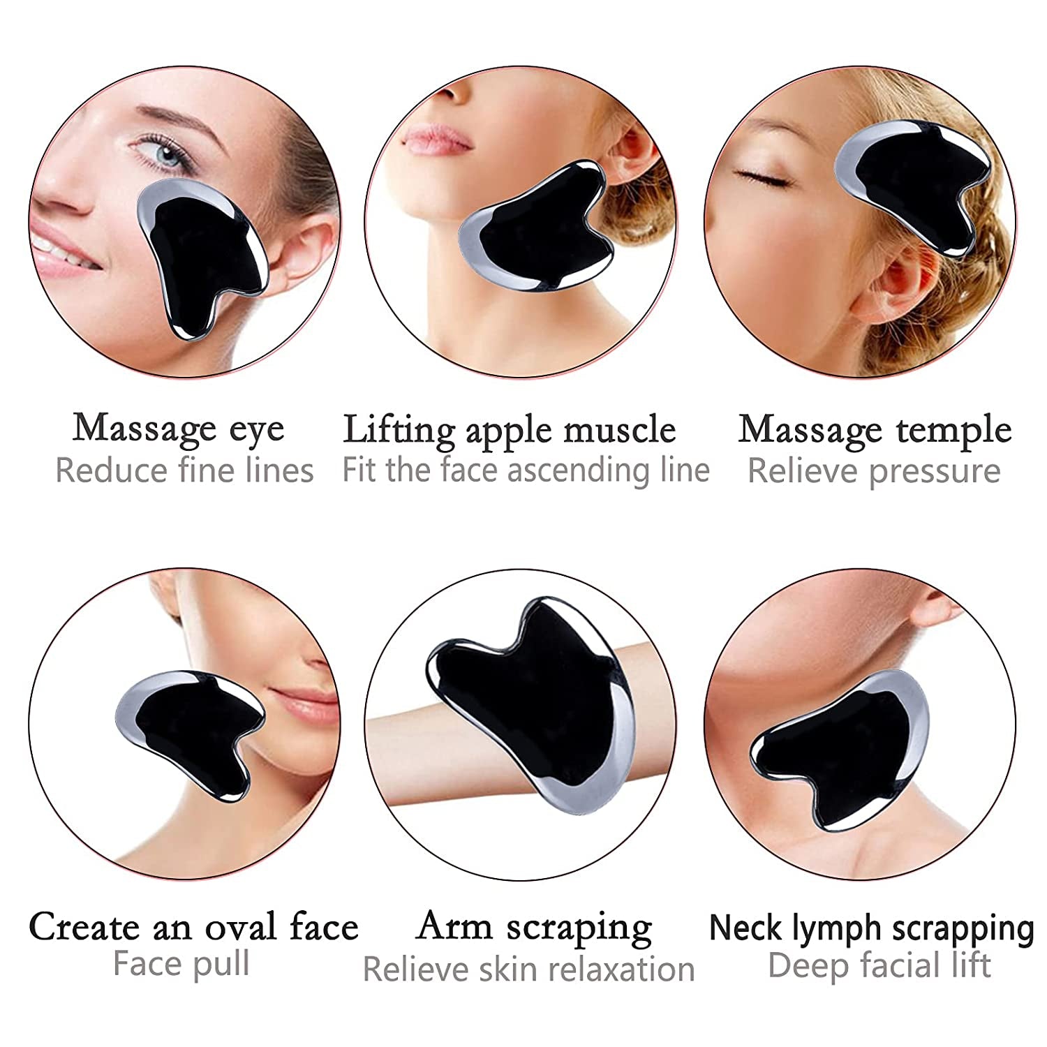 HOTACE Face Jade Roller Gua Sha Set Facial Beauty Roller Skin Care Tools Terahertz Energy Stone Massager for Face, Eyes, Neck, Finger Set Health & Beauty > Personal Care > Cosmetics > Cosmetic Tools > Skin Care Tools HOTACE   