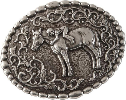 Nocona Girl'S Young Girl on Horse Belt Buckle, Silver, OS Apparel & Accessories > Clothing Accessories > Belts Nocona Boots   