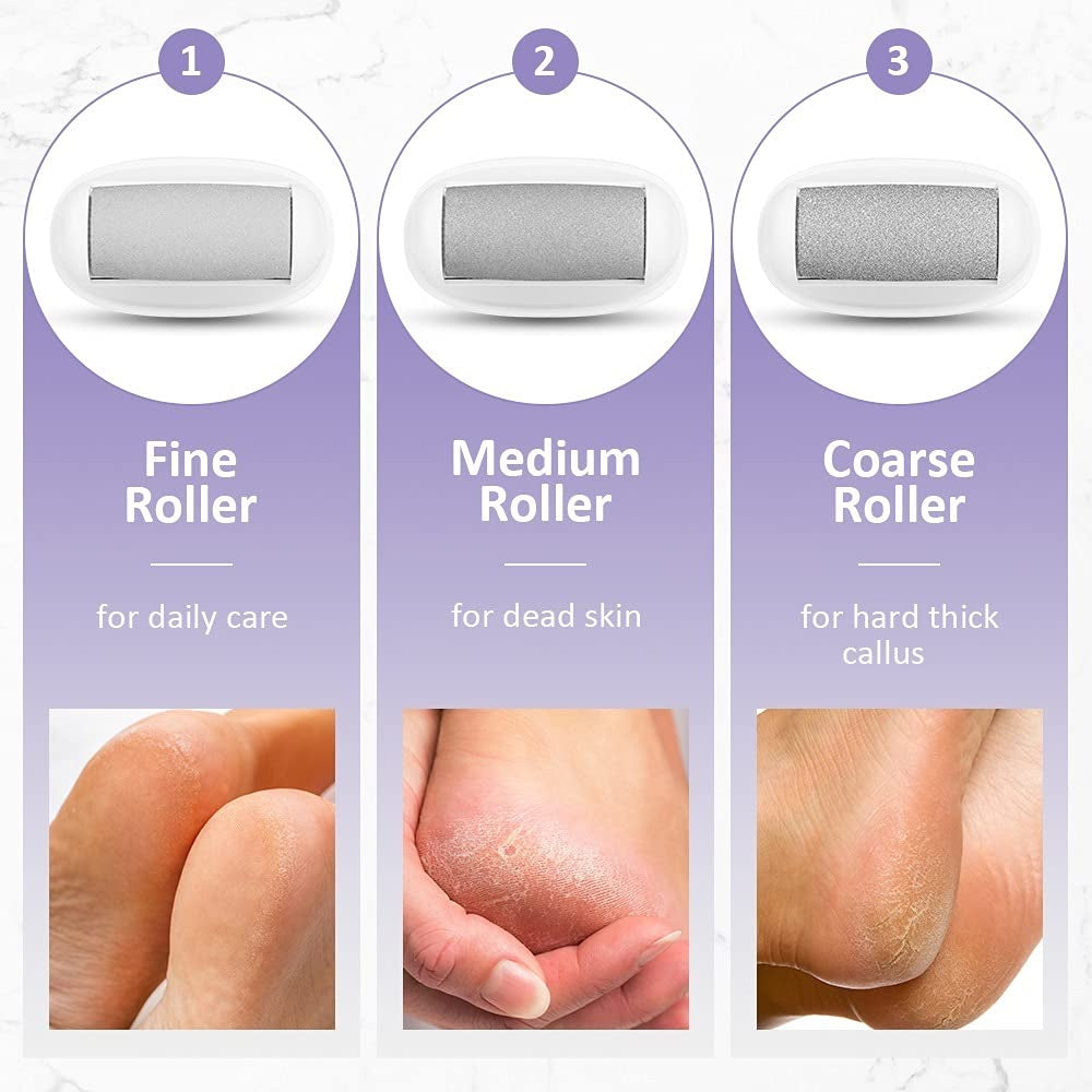Upgraded Callus Remover for Feet, Voirse Rechargeable 2 Speeds Foot File with 3 Grinding Rollers, Water-Resistant Pedicure Tool, Low-Db Gentle Heel Shaver Scraper for Tough Thick Skin and Daily Care Health & Beauty > Personal Care > Foot Care Voirse   