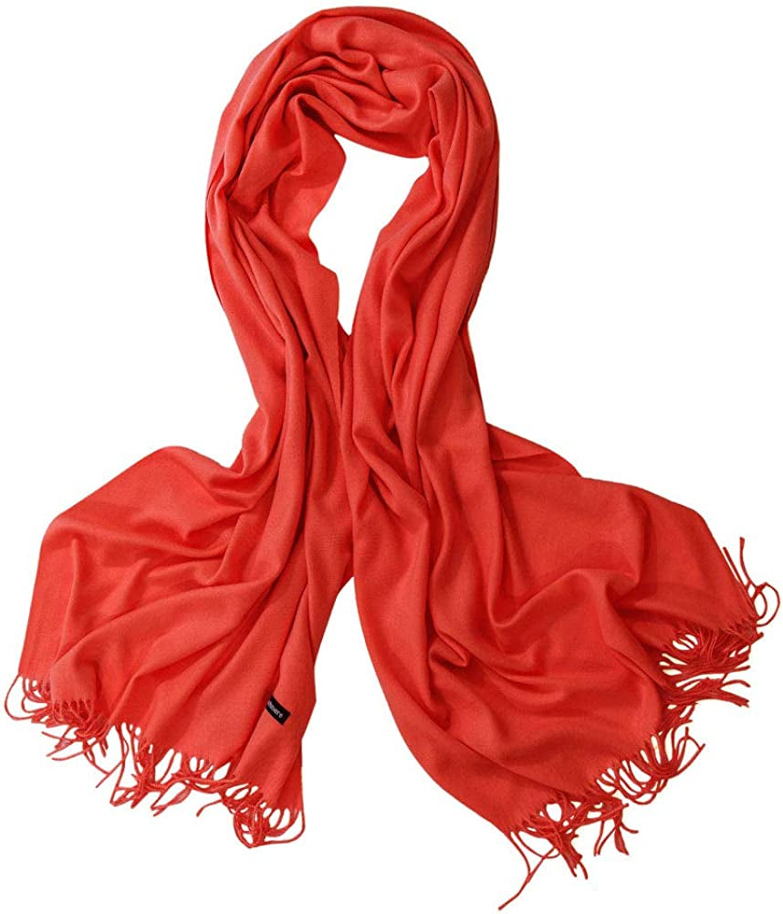 Bellonesc Cashmere Scarf Shawls for Women and Men Apparel & Accessories > Clothing Accessories > Scarves & Shawls Beillonesc Orange Red  