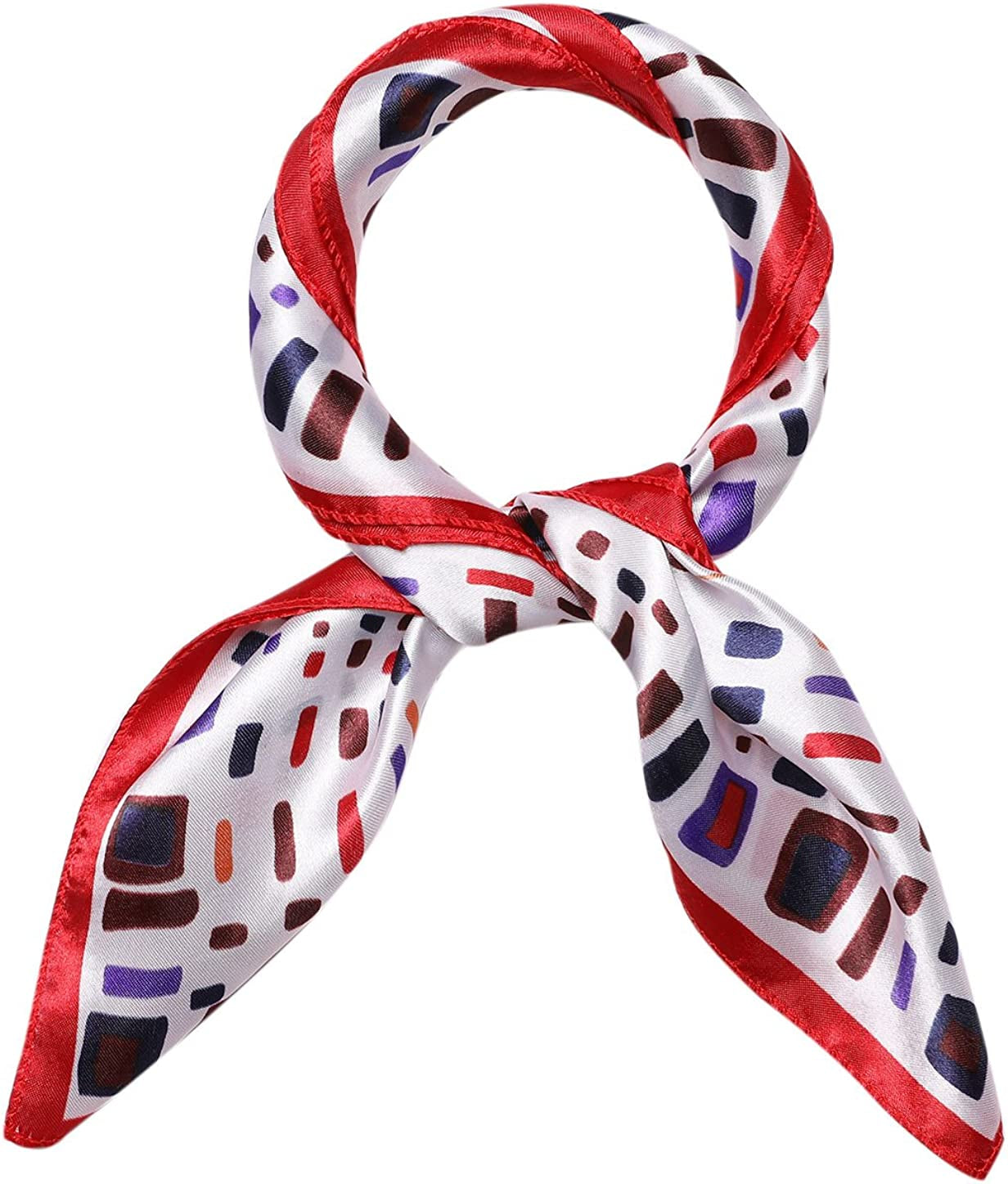 Uxcell Women'S Floral Leopard Polka Dots Striped Print Square Kerchief Neck Scarf Shawl Apparel & Accessories > Clothing Accessories > Scarves & Shawls uxcell Red Geometric 19.5*19.5 