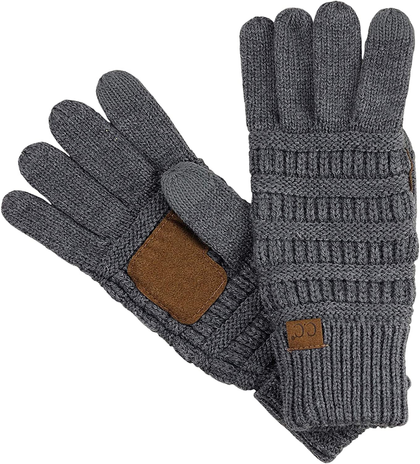 C.C Unisex Cable Knit Inner Lined Anti-Slip Touchscreen Texting Gloves Apparel & Accessories > Clothing Accessories > Gloves & Mittens C.C Dark Melange Gray  