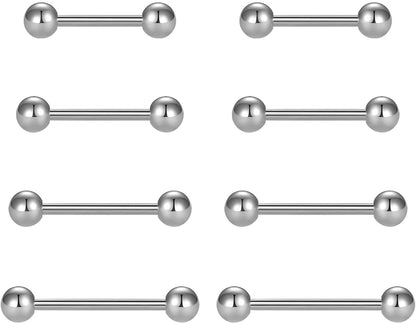 Vcmart Nipple Rings Tongue Rings Stainless Steel 14G Straight Barbells Piercing Jewelry 12Mm,14Mm,16Mm,18Mm Apparel & Accessories > Jewelry > Body Jewelry vcmart 1 -silver  