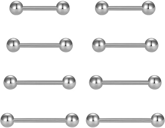 Vcmart Nipple Rings Tongue Rings Stainless Steel 14G Straight Barbells Piercing Jewelry 12Mm,14Mm,16Mm,18Mm Apparel & Accessories > Jewelry > Body Jewelry vcmart 1 -silver  