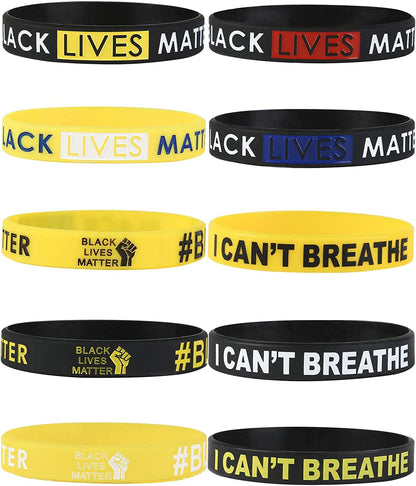 Black Lives Matter Bracelet Silicone Wristband Bracelets Black Rubber Bangle Bracelet 10 Pcs Apparel & Accessories > Jewelry > Bracelets Cooluckday Colorful  