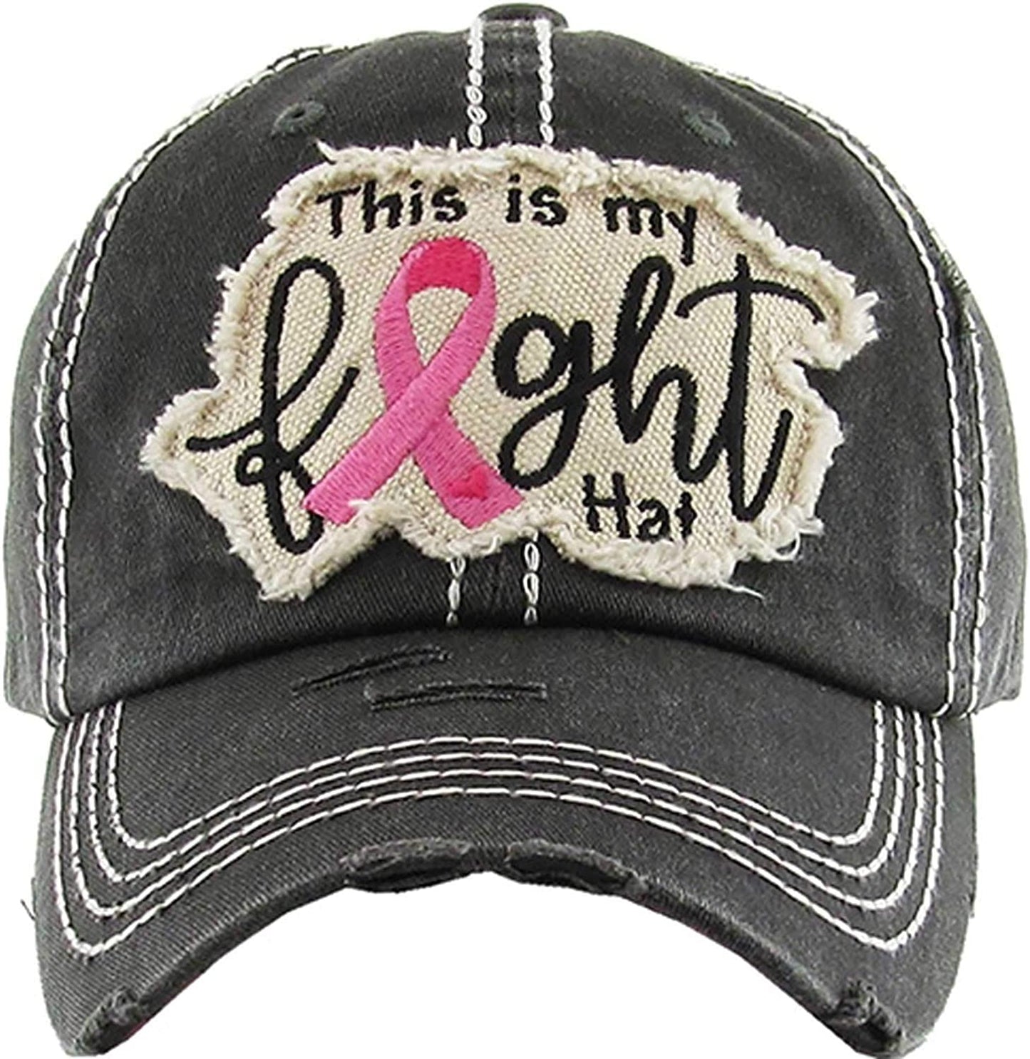 Pink Ribbon Fight Women'S Awareness Vintage Baseball Cap Apparel & Accessories > Clothing Accessories > Headwear KBETHOS Hats Black  