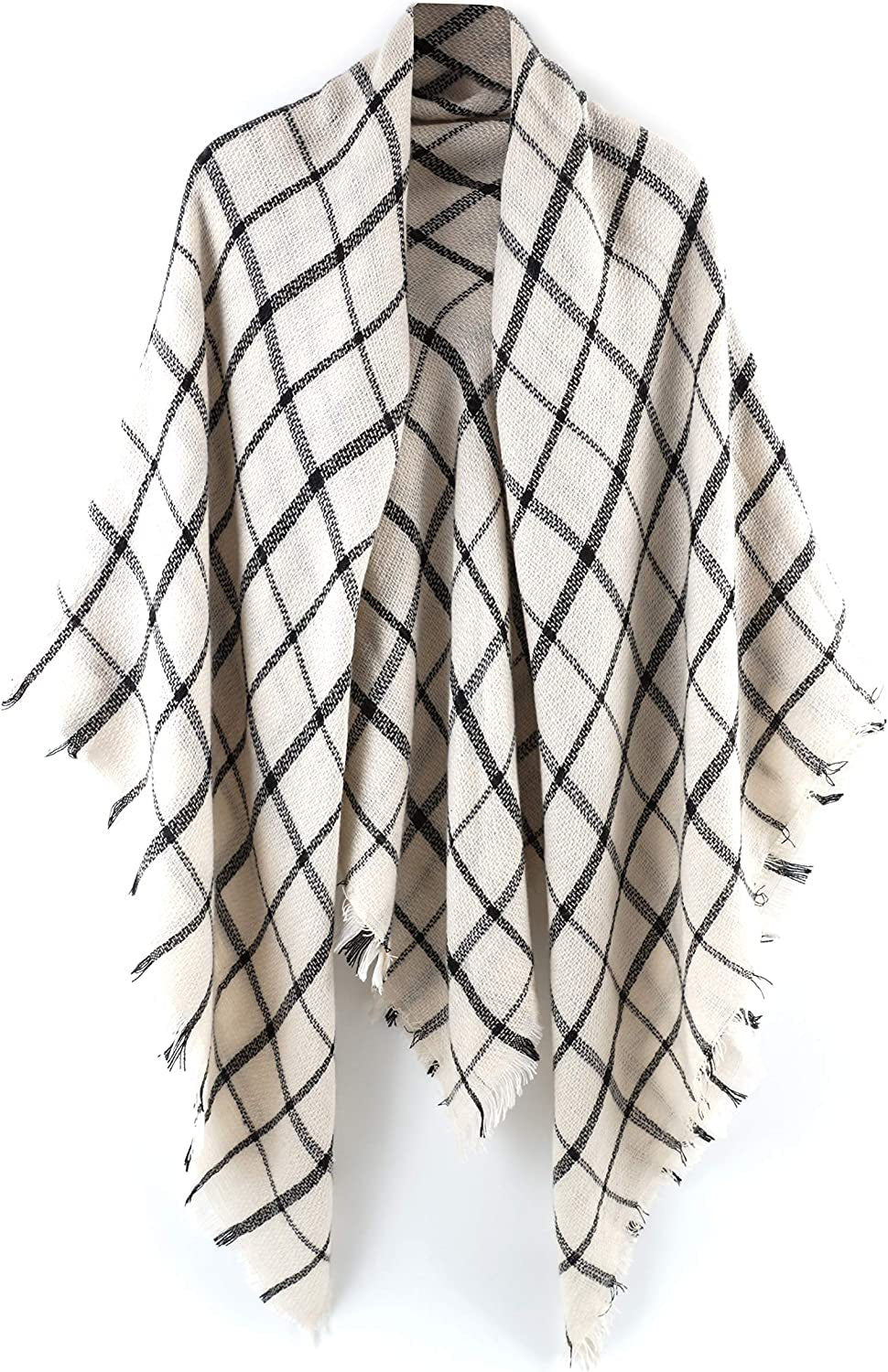 Neal LINK Women'S Plaid Scarf Blanket Wrap Warm Tartan Checked Shawl Tartan Scarves Pashmina Cape Apparel & Accessories > Clothing Accessories > Scarves & Shawls Neal LINK White  