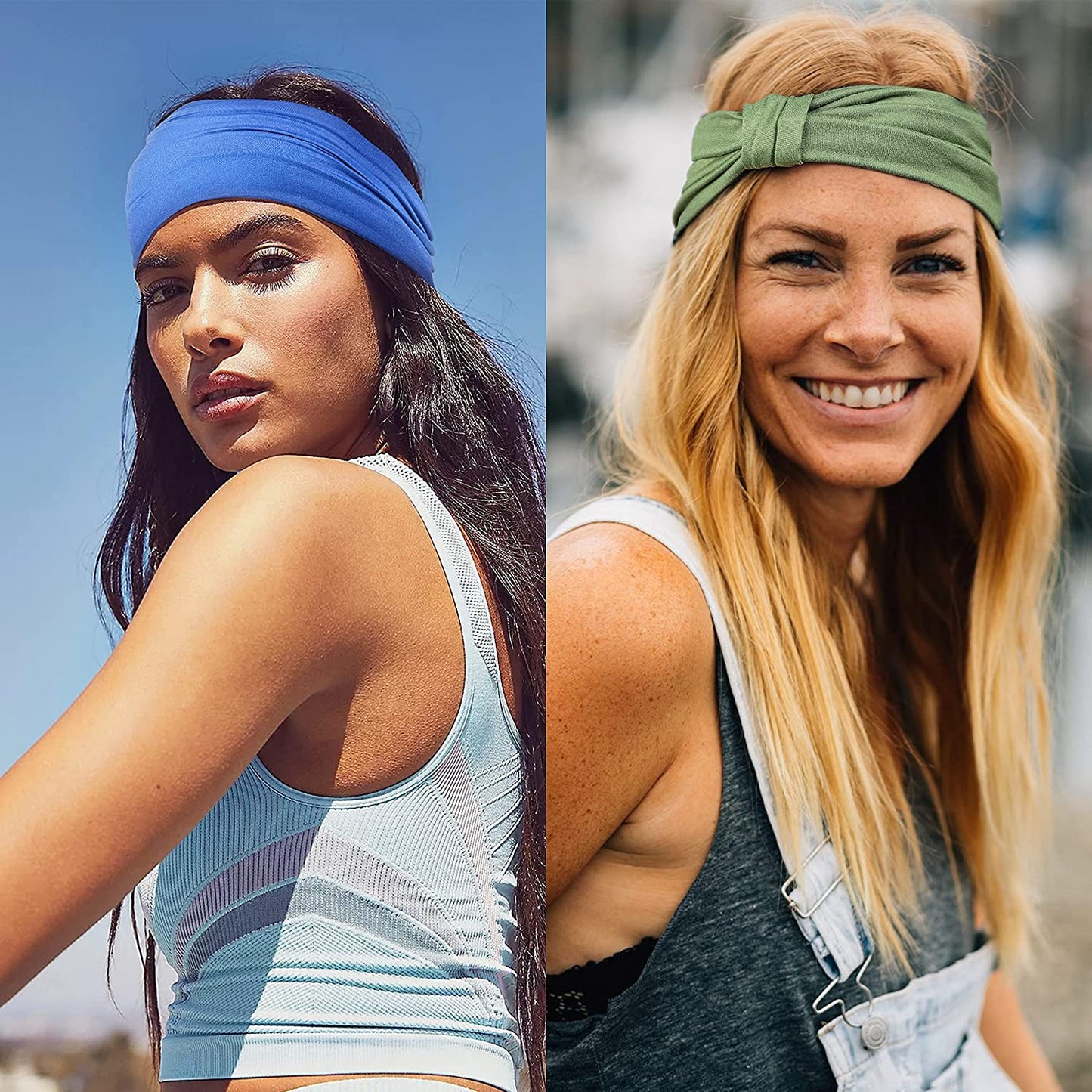 Gili 6 Pack Wide Headbands for Women Non Slip Soft Elastic Hair Bands Yoga Running Sports Workout Gym Head Wraps , Knotted Cotton Cloth African Turbans Bandana ( with 6 Pcs Hair Ties) Apparel & Accessories > Clothing Accessories > Bandanas & Headties GILI   