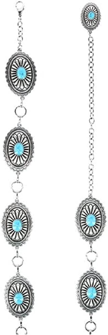 Ariat Turquoise Concho Chain Belt - Ladies, Silver Apparel & Accessories > Clothing Accessories > Belts ARIAT   