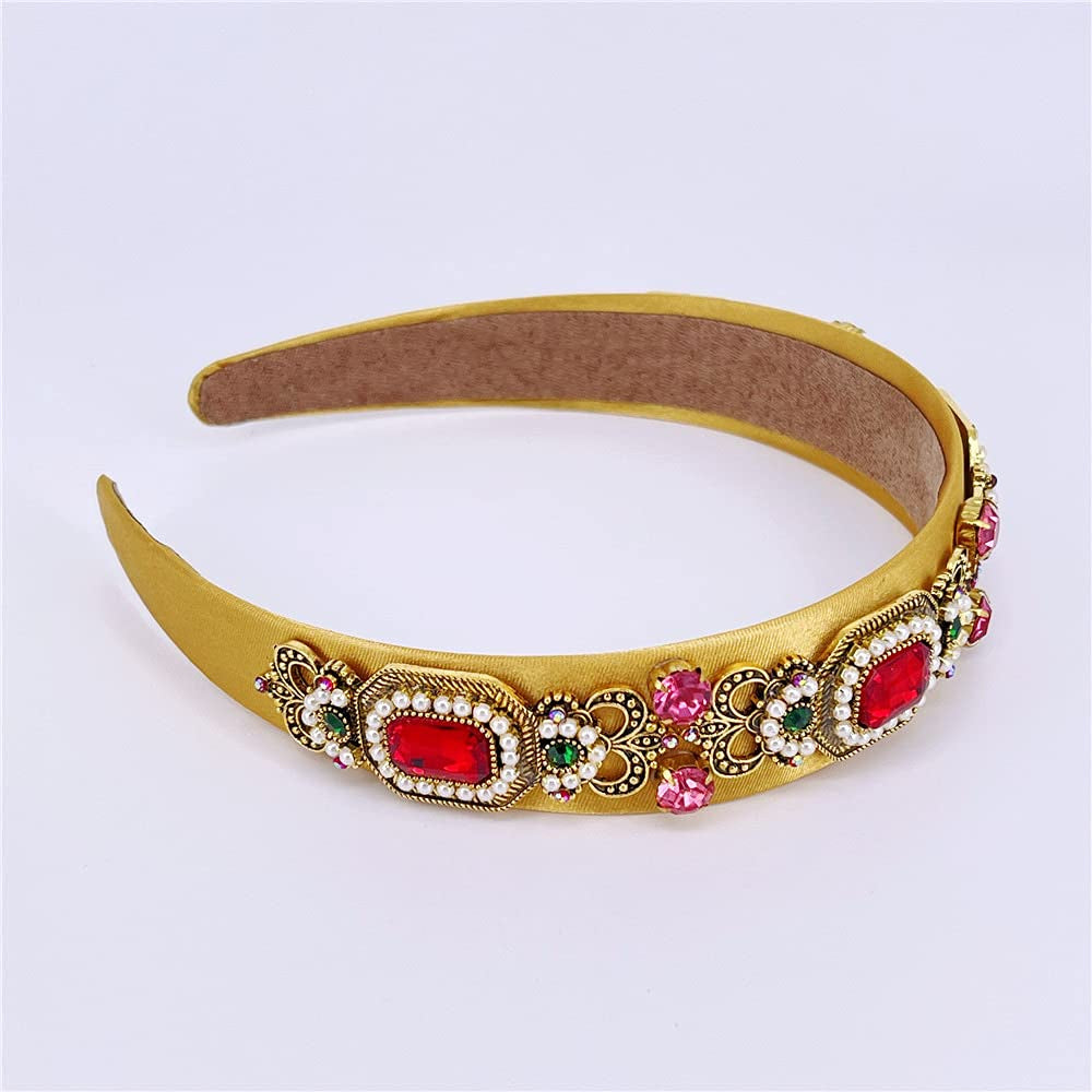 QTMY Designer Headbands Fashion Vintage Pearl Gemstone Hair Accessories Head Band Fashion Headwear Hairbands for Women Apparel & Accessories > Clothing Accessories > Headwear QTMY   