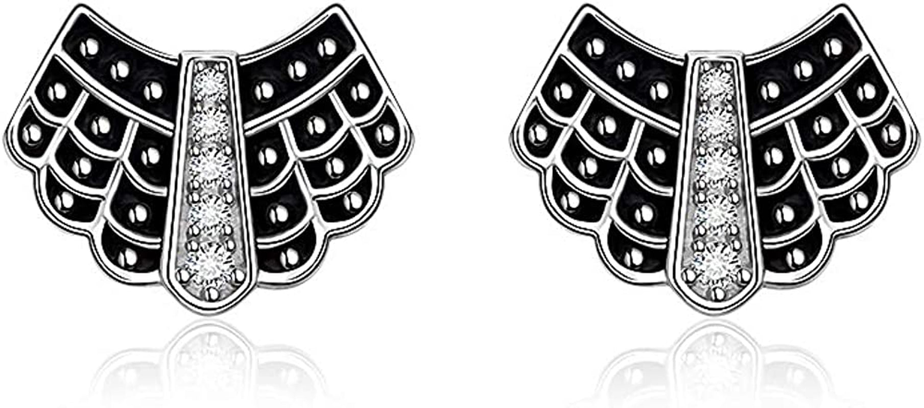 Ruth Bader Ginsburg Earrings Stud for Women RBG Piercing Diamond Cubic Zirconia Real 925 Sterling Silver Dissent Collar Apparel & Accessories > Jewelry > Earrings Fenthring White RBG Stud Earrings  