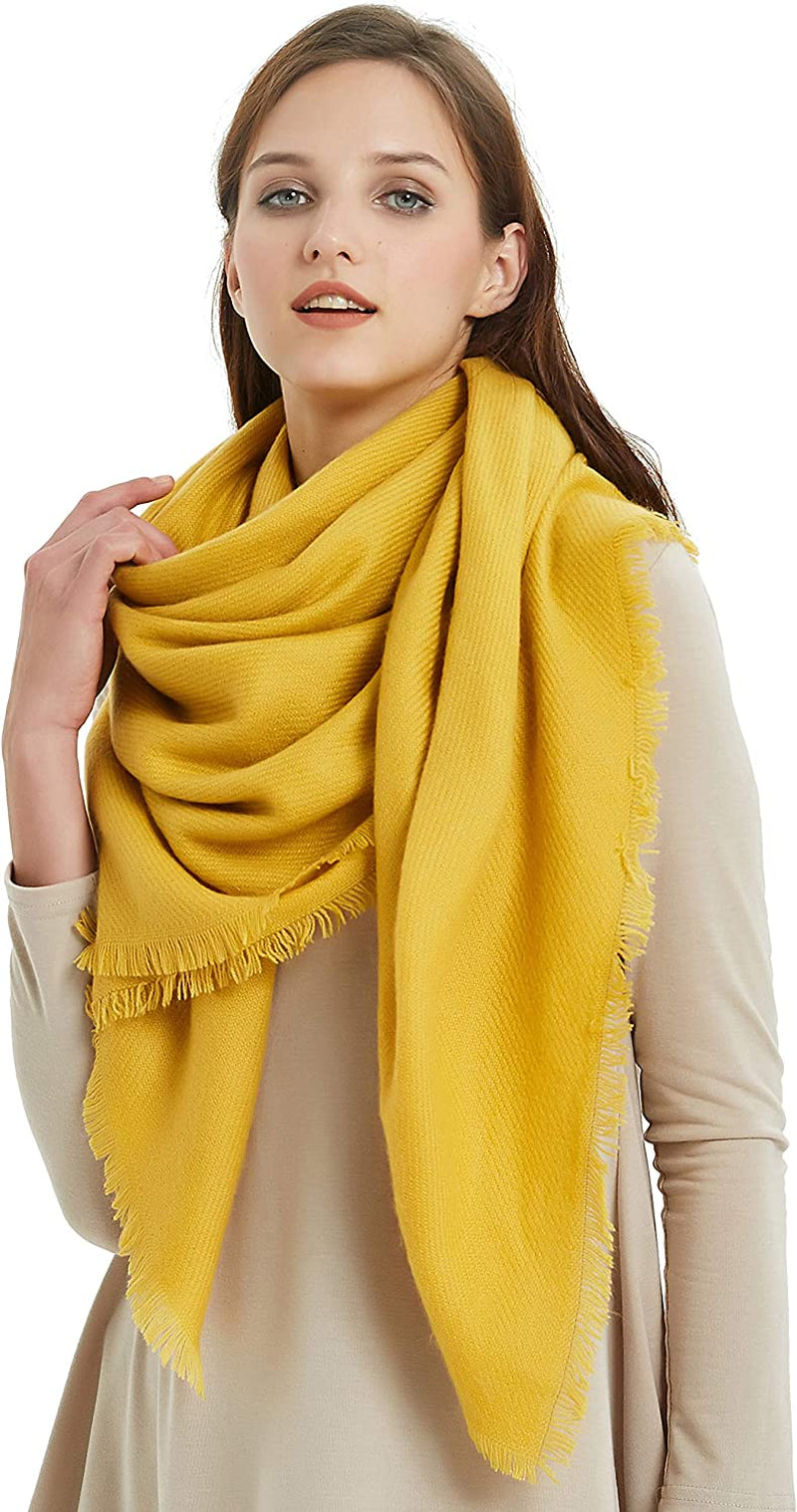 VIVIAN & VINCENT Soft Classic Luxurious Blanket Solid Color Square Scarf Wrap Apparel & Accessories > Clothing Accessories > Scarves & Shawls VIVIAN & VINCENT Yellow  