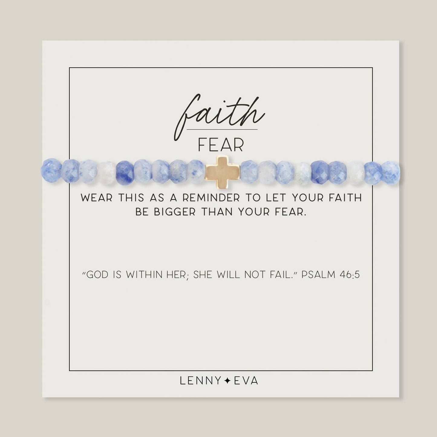 Lenny & Eva Faith over Fear Cross Stretchable Bracelets for Women, Inspirational Jewelry with Message on Card Apparel & Accessories > Jewelry > Bracelets Lenny & Eva Blue Aventurine Bracelet 
