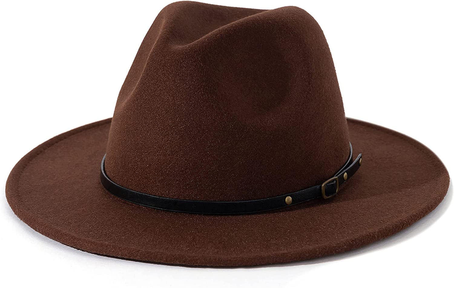 Lisianthus Women Belt Buckle Fedora Hat Apparel & Accessories > Clothing Accessories > Hats Lisianthus Coffee  